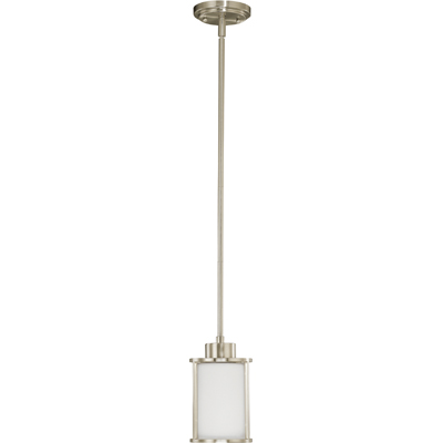 Nuvo Lighting 60/2866  Odeon - 1 Light Mini Pendant with Satin White Glass in Brushed Nickel Finish